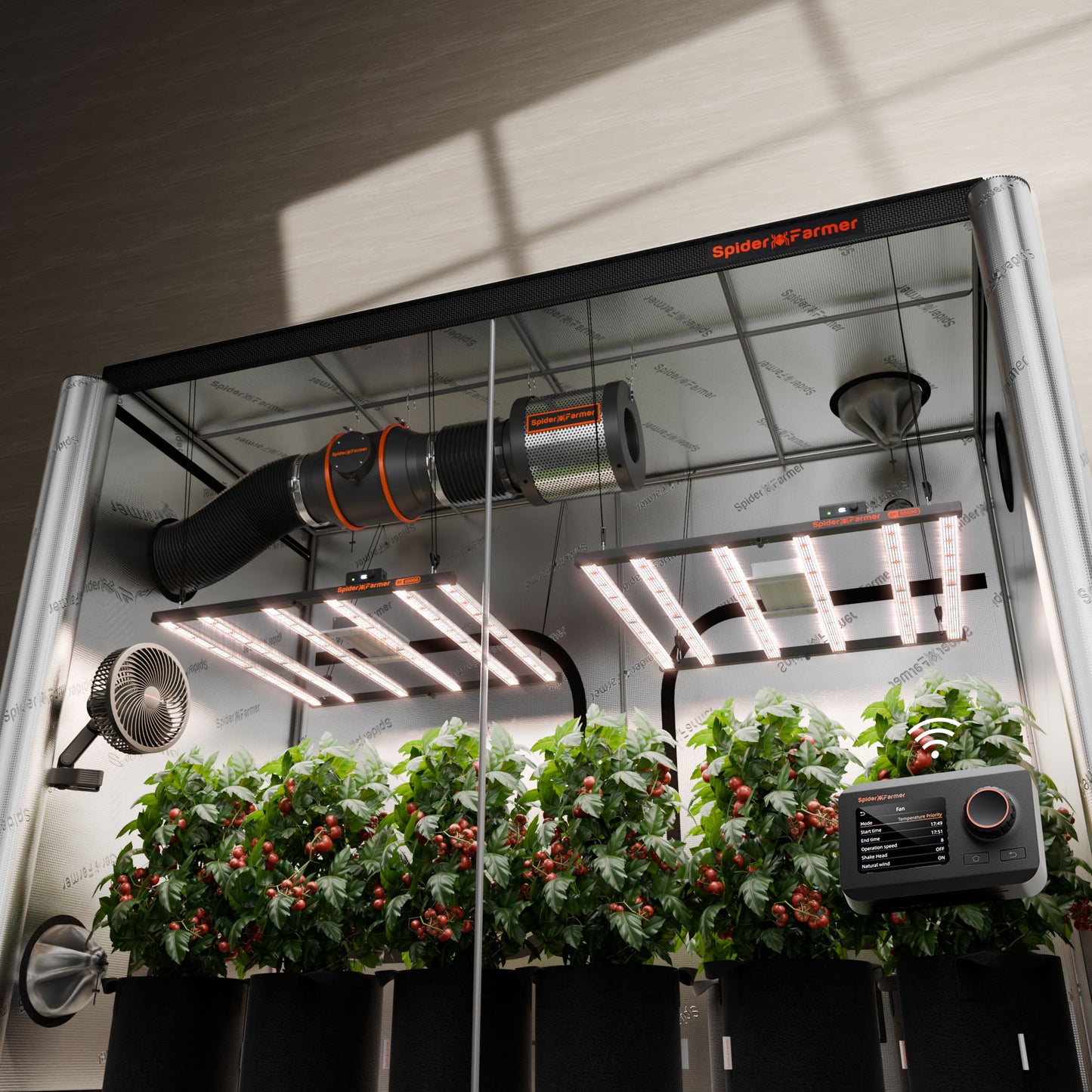 Spider Farmer® 2025 Komplettes Growzelt-Set (120 x 240 x 200 cm) | 2 x G5000 Vollspektrum-LED-Pflanzenlampen (neueste Version) | Neues 15 cm Belüftungssystem mit GGS-Steuerung