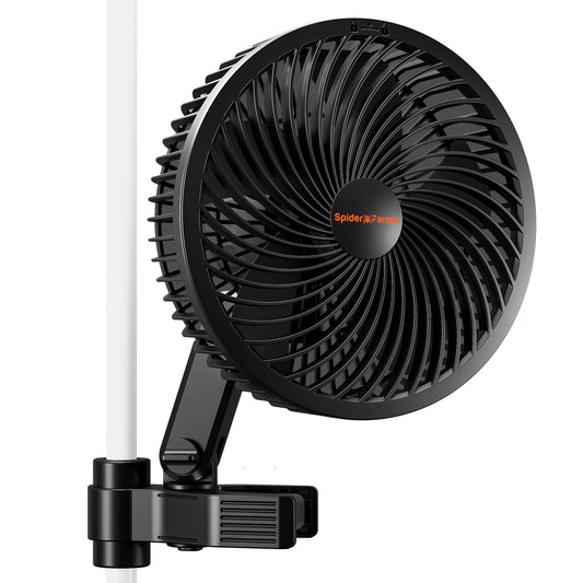 Spider Farmer® 6-Zoll Grow Tent Clip Fan EC-Motor, 10 Geschwindigkeiten Windkontrolle 10-stufige Weitwinkel-Oszillation, wasserdicht IP54 für optimalen Pflanzenluftstrom