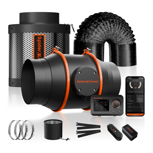 Spider Farmer 6 Zoll Inline-Kanalventilator-Kits 402CFM mit GGS-Controller-Lüftungssystem
