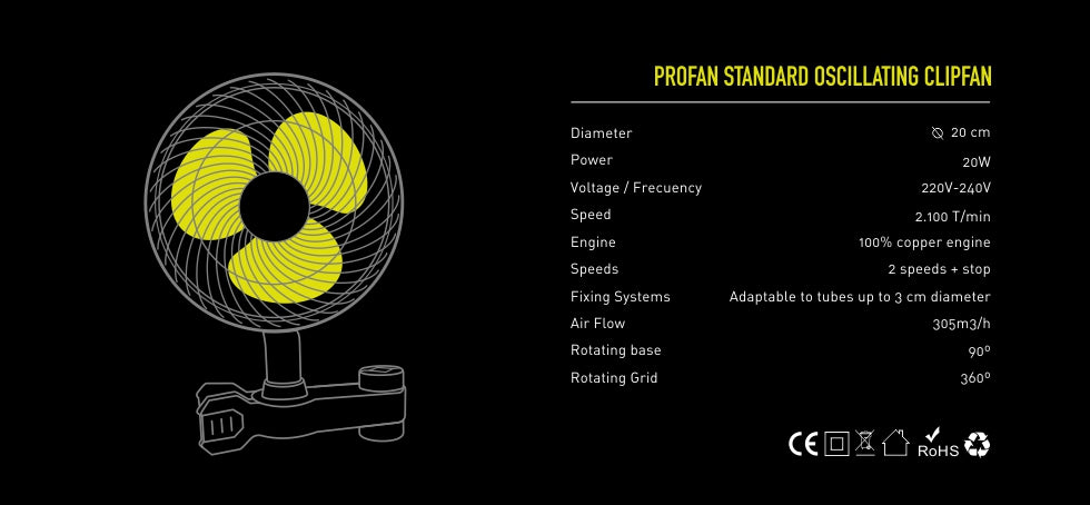 STANDARD-OSZILLIERENDER CLIP-VENTILATOR GARDENHIGHPRO 20W